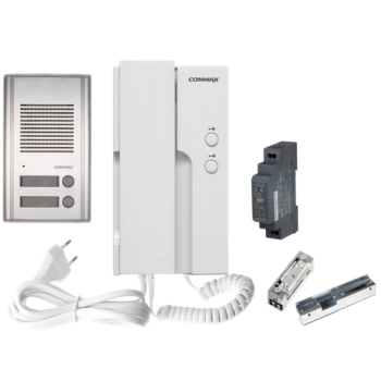 ZESTAW DOMOFONOWY COMMAX DP-2HPR + DR-201AG + MEAN WELL HDR-15-12 + ELEKTRA R4-12.10 230VAC